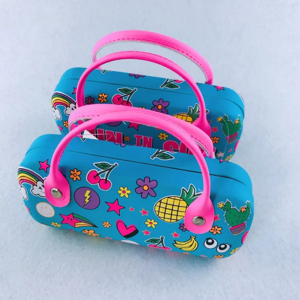 Wholesale Factory Directly Cute Cartoon Pu Leather Sunglasses Box High End Kids Glasses Case Box With Handle