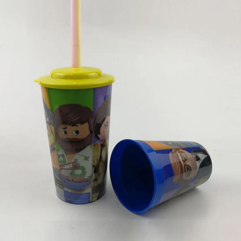 500ml Kids 3D Colorful Personalized Plastic Drinking Cups with lid and straw