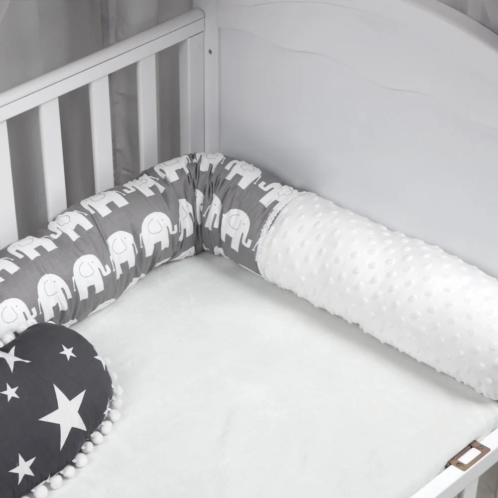 cotton Baby crib bumper Kind long round Pillow Handmade, Baby Bed Bumper