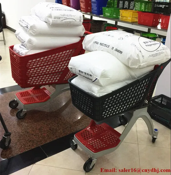 CE New Design Plastic Supermarket Shopping Trolley For Retail Store with 4 Wheels