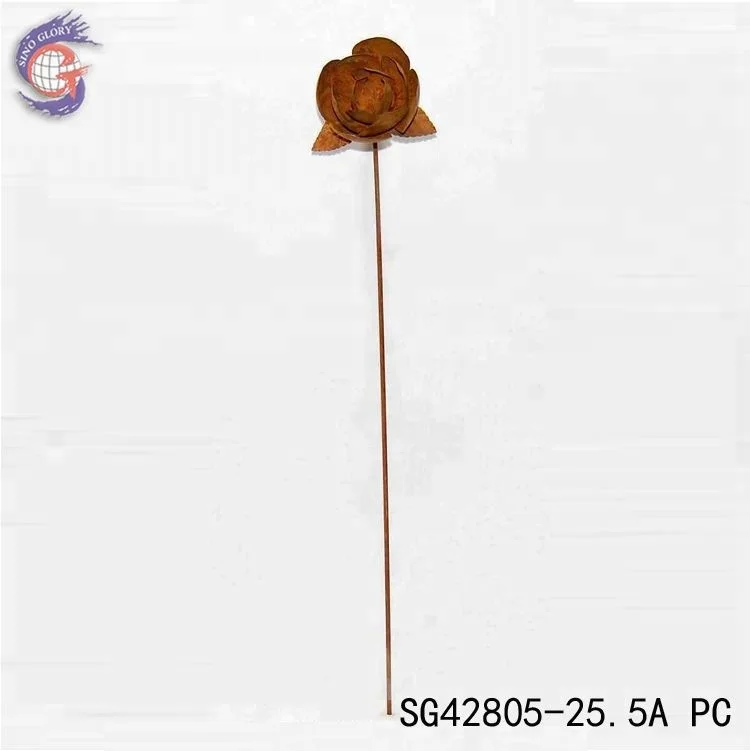 Wholesale Garden Rusty Metal Flowers and garden Decoration Ornaments Stakes Outdoor