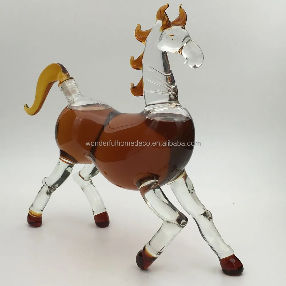 Animal Horse Novelty Bourbon Whiskey Decanter For Vodka Rum Tequila or Any Other Liquor Decanter with Colored Glass Accents