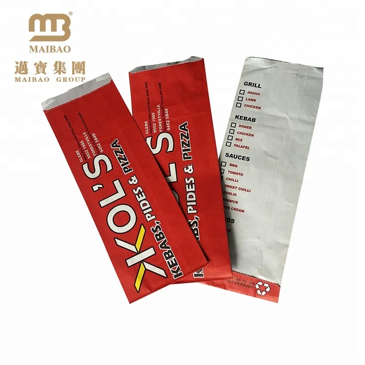 Custom Printed Oilproof Oil Proof Fast Food Packaging Fried Chicken Paper Bag For Fried Food