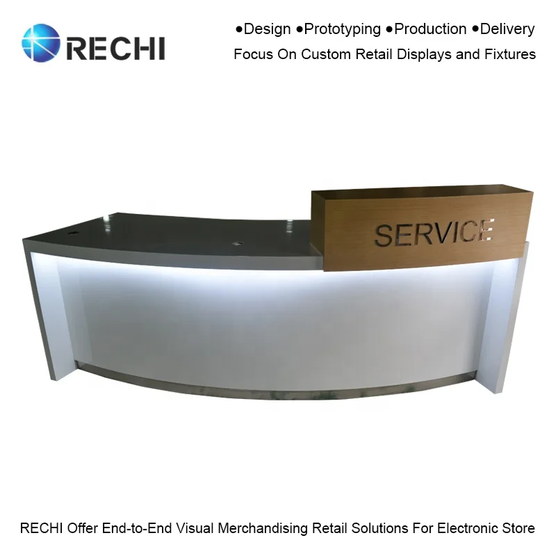 RECHI Custom Wooden Maintenance Table and After Sales Service Counter With Light Sign for Retail Mobile Phone Store