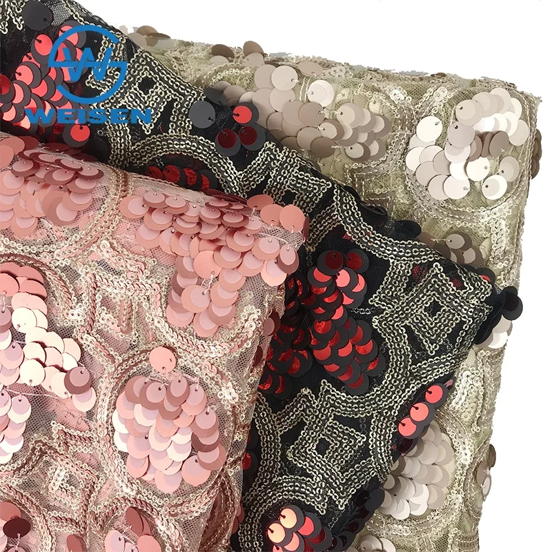 Black Dress Tulle Fabric Stretch Two Color Tone Colorful Couture Making Mesh Sequin