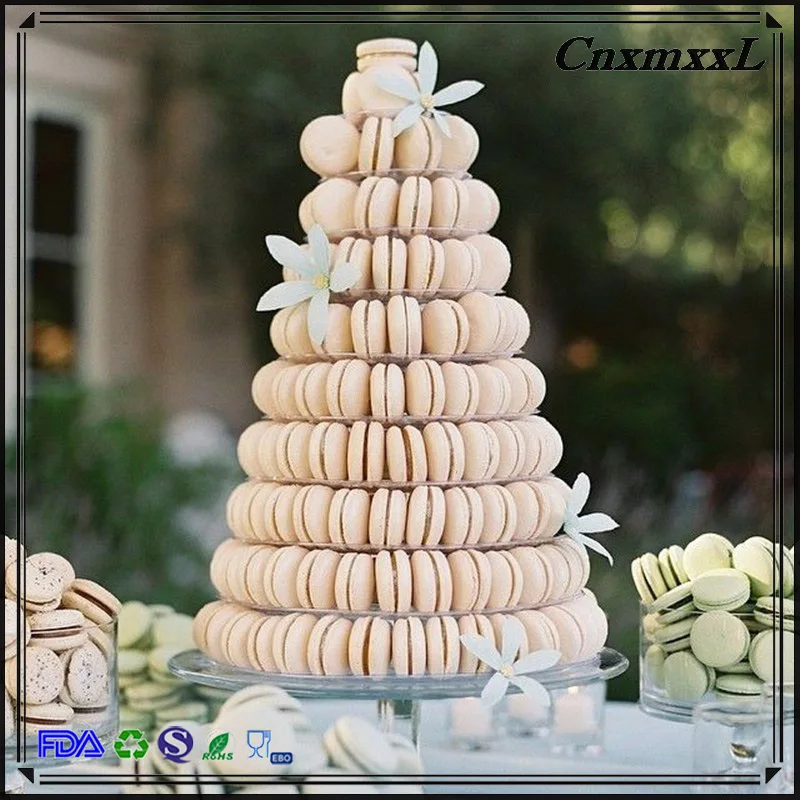 Hot-selling ready stock 10-layer food-grade PET plastic round Macaron display stand.