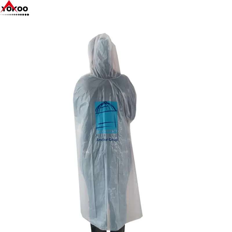 White waterproof disposable rain ponchos with custom logo printing