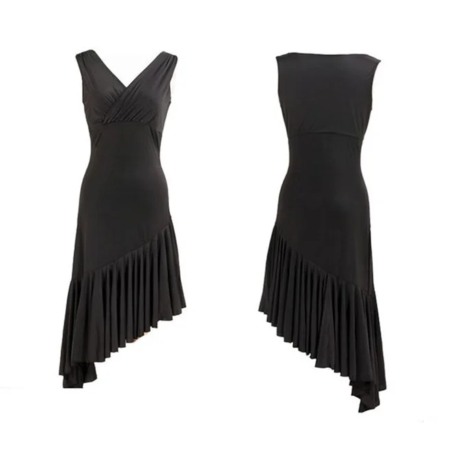 Fashion Sleeveless V-neck Latin Dance Dress Rumba skirt One Piece Stage Costume
