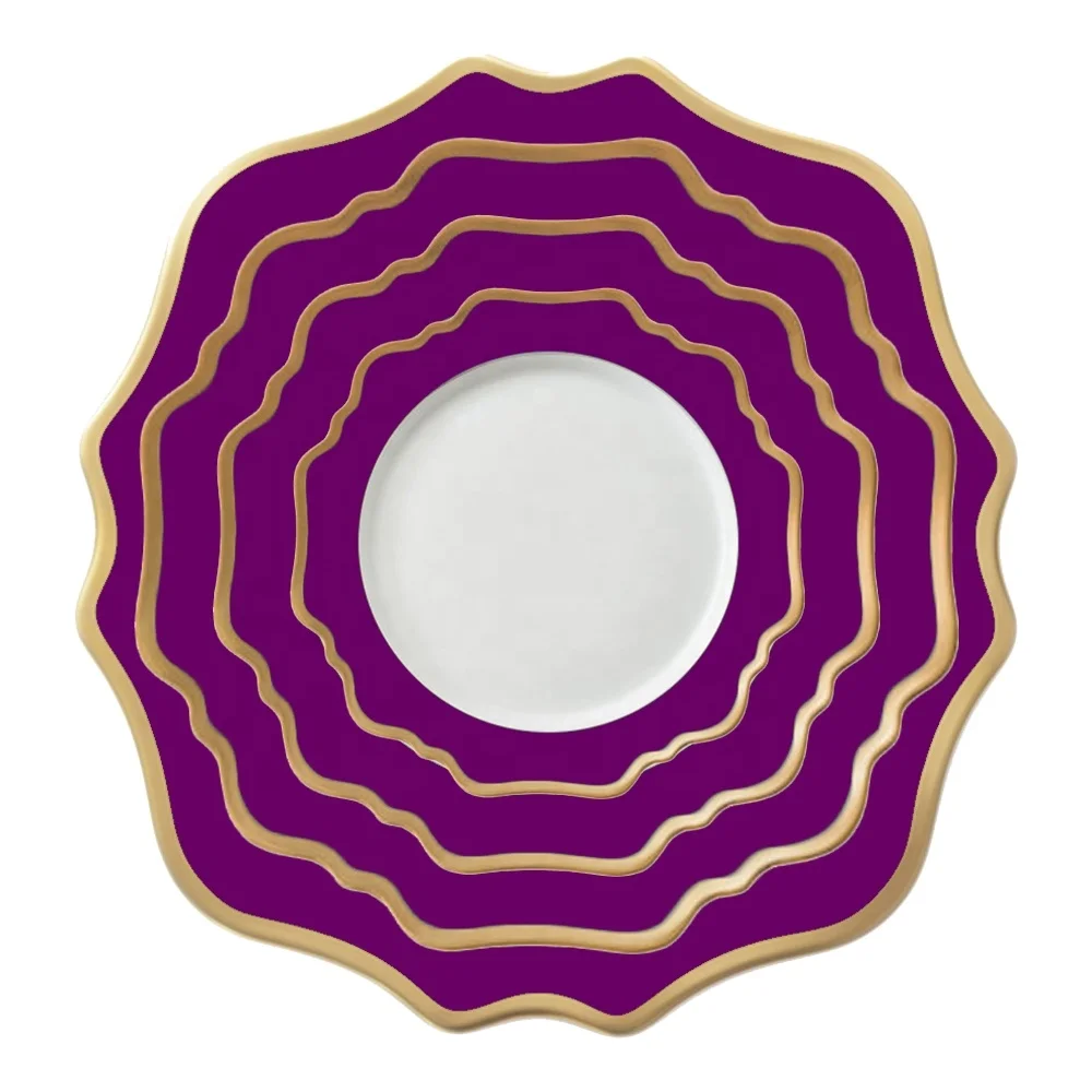 
Coral Fancy Grey Rim Lace Purple Rose gold Baroque Charger Plates India 