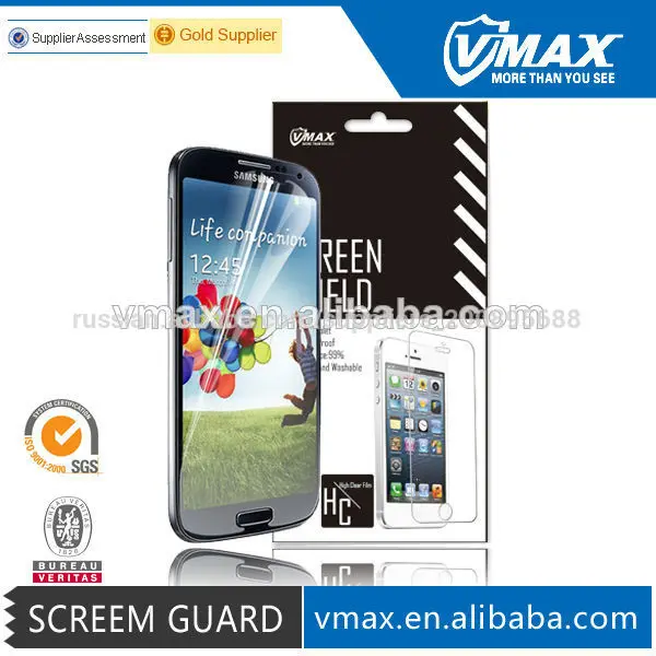 100% не пузырь мобильные телефоны аксессуары для samsung галактики s4 протектор экрана/экран гвардии oem/odm службы