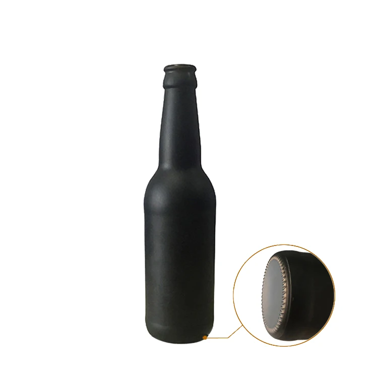 330ml  matt black beer bottle for sale custom  logo  size  painted glass beer bottle CY-1158