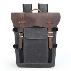 Vintage  Multifunction Canvas With  Leather Rucksack Photography Backpack Bag