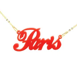 GAN017 personalised custom made name or word laser cut kitsch acrylic brand gold chain fashion wholesale necklace with name
