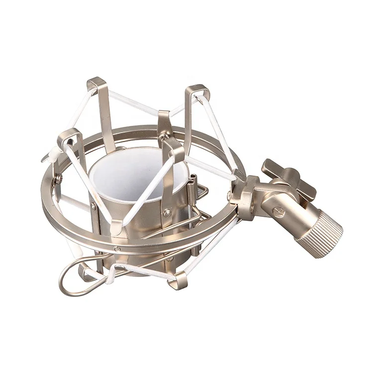 Серебристое металлическое амортизирующее крепление для конденсаторного микрофона с резьбой 5/8-27