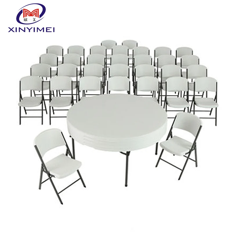 Rental Furniture Plastic 10 People Banquet Round Folding Table Outdoor Table Plastic ( HDPE ) Rectangle Modern 28*1.0 Mm . 28kgs