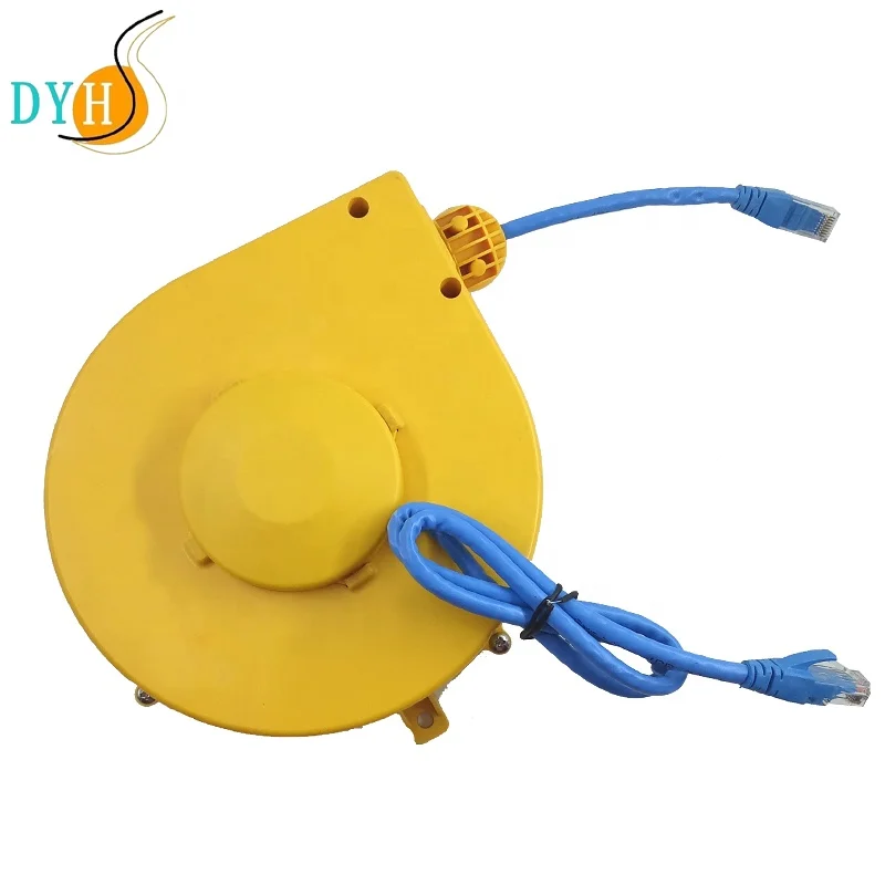 5.5 M customized CAT6/VGA/multi-cores signal extension cord spring loaded retractable ethernet cable reel