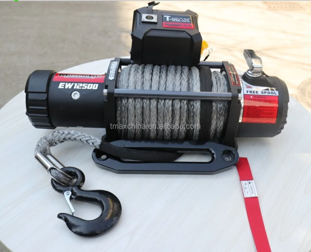 T-MAX Musclelift 12V Steel Cable Rope Electric Motor Winch 12500 lbs for 4x4 Car atv Auto Truck