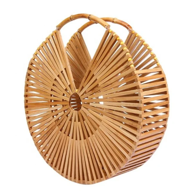 Factory Wholesale  Price Ins Popular Handmade Bamboo Bag Purse Women Fashion Bamboo Tote Bag Ladies Rattan Beach  Clutch Handbag