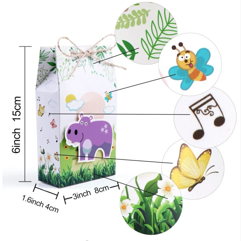 
Jungle party decoration baby shower birthday animal theme party favor box goodie bag 