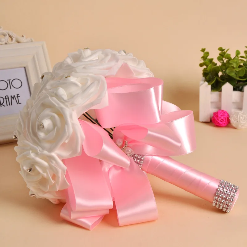 Wholesale Bride Hand Flowers bridal bouquet foam rose artificial flower bouquet for wedding