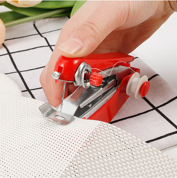 Sewing Machine Portable Needlework Cordless Mini Hand-Held Clothes Fabrics Sewing Machine Handy Stitch Hand Clothes Quick Tools