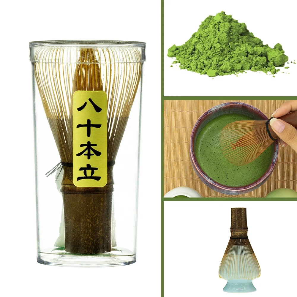 Bulk Wooden Handle Kitchen Coffee  Hand Mini Matcha 80 Prong Purple Bamboo Green tea Whisk Wiper Broom For Matcha Tea