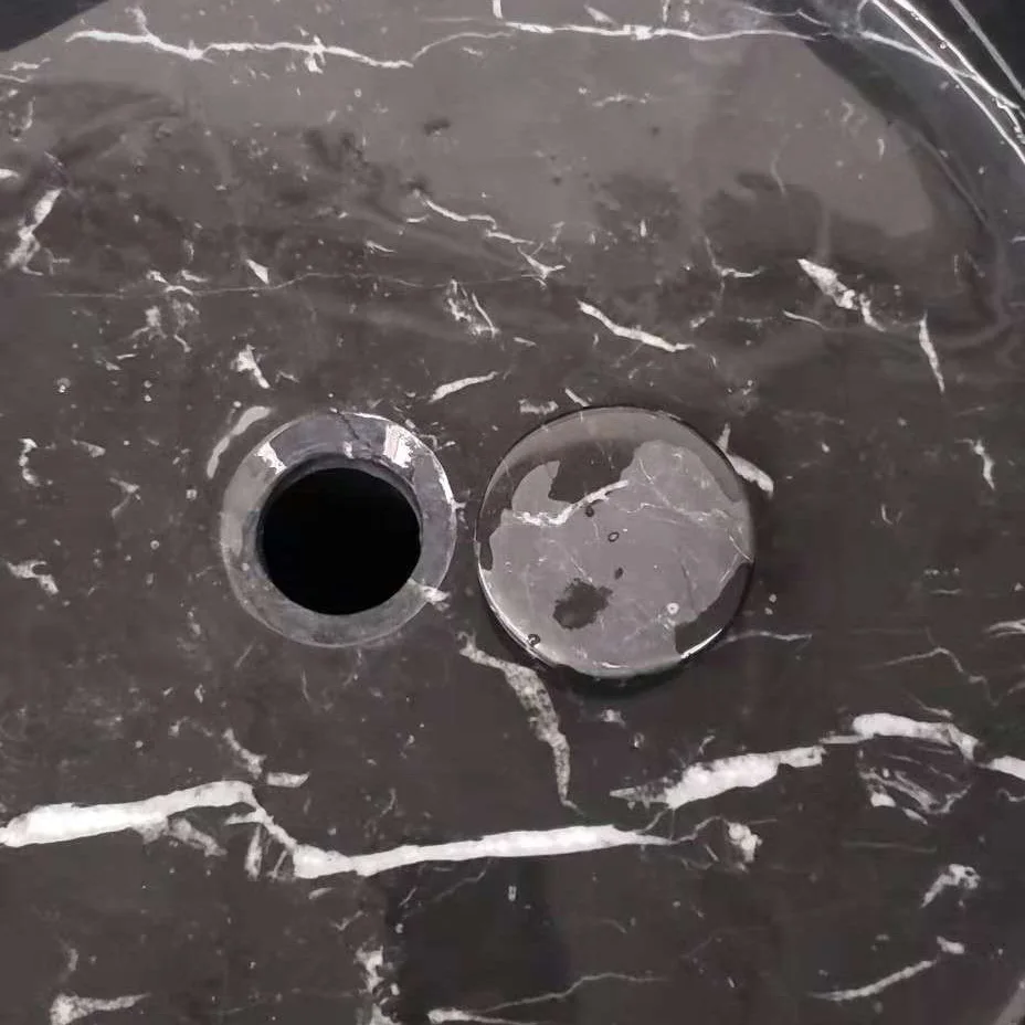 Home Decoration  Chinese Black Gold Flower Stone Pedestal Sink for Sale