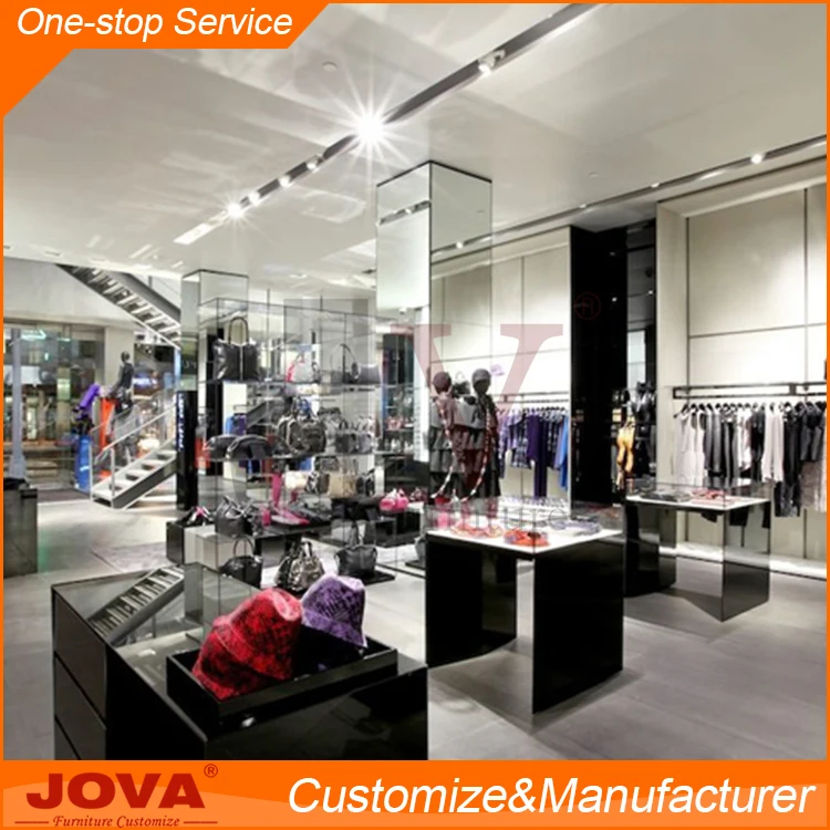 Customized wooden clothes shop counter table design for clothes shop decoration