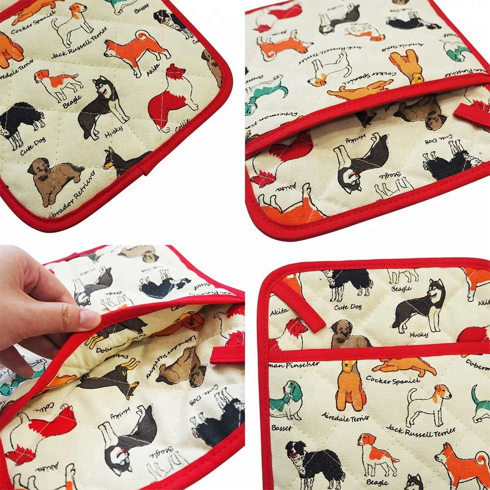 100% Cotton, Eco-Friendly & Safe Pot Holders and Oven Mitts Kitchen Set