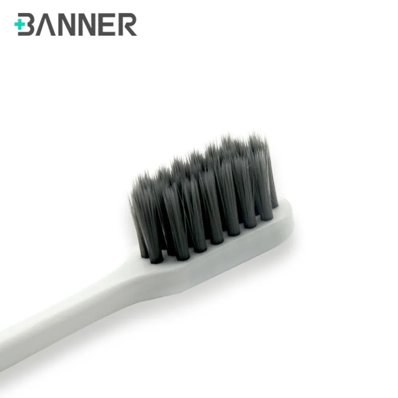 Banner Custom Logo Charcoal Tooth Brush Adult Travel Eco Friendly Black Soft Bristles Toothbrush With Transparent PP Box