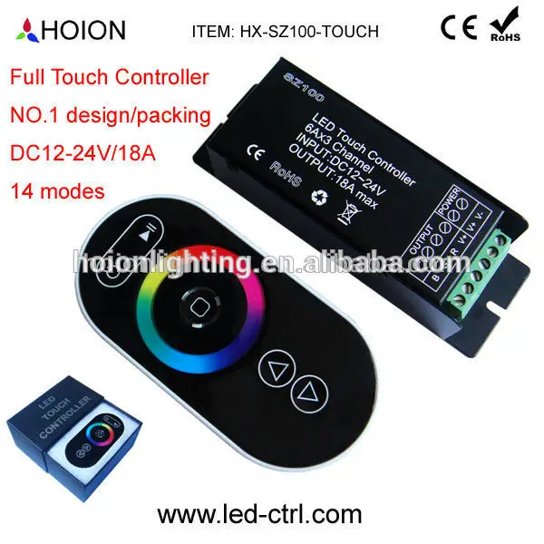 2015 новый продукт, рф беспроводная сенсорная контроллер для rgb светодиодные полосы, 6a*3 гл, 12v 24v