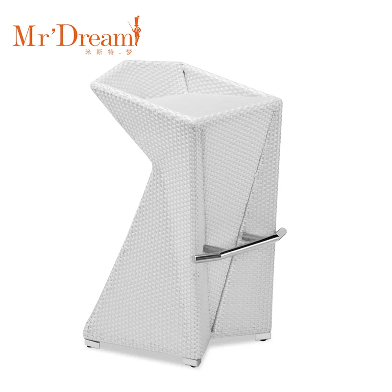 Mr.Dream high quality china furniture supplier white pe rattan kitchen bar stools