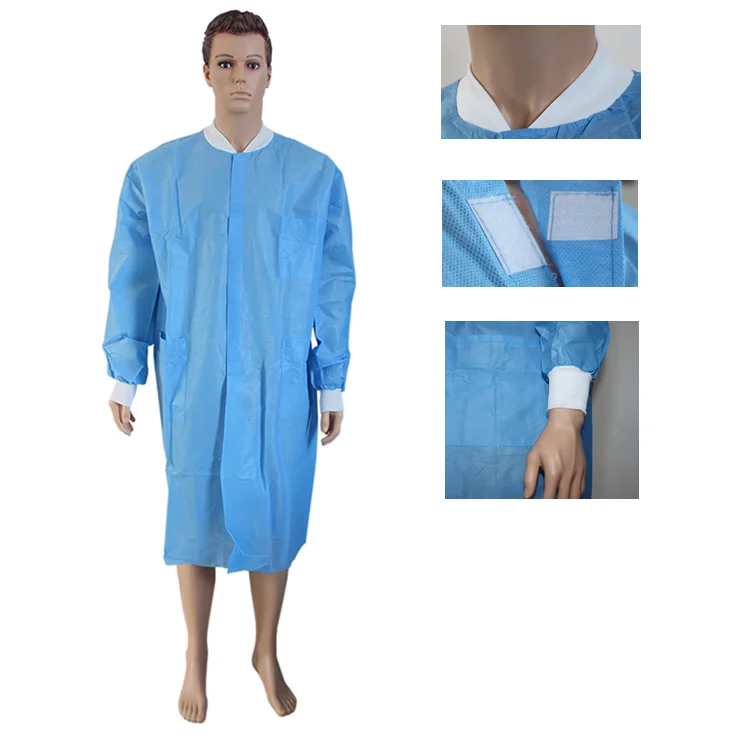 Disposable Lab Coat/ Visitor Clothes/ Lab Gown with Short Collar