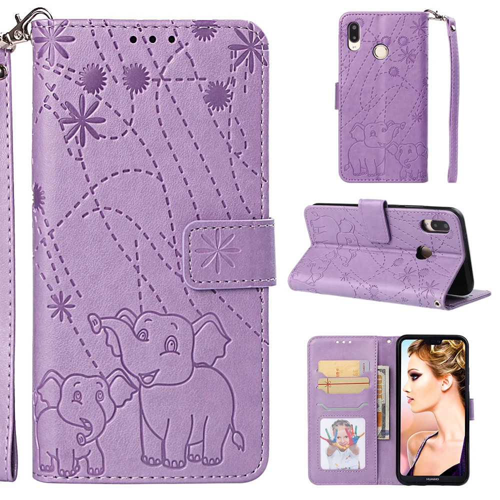 Leather Case For Huawei P20 Pro  Elephant Printing Phone Case for Huawei P20 Lite Wallet Flip Magnetic Stand Phone Case