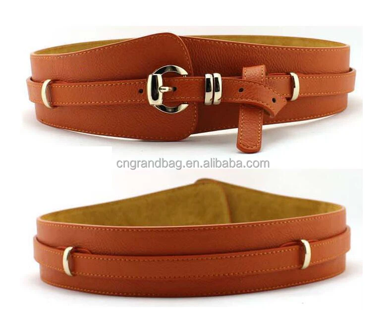 Elegant lady genuine leather wide waist belt wholesale fashion custom waistband for women