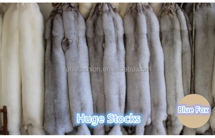 Wholesale Genuine Natural Blue Fox Fur Pelts for Women Winter Parka Hood with Low Prices