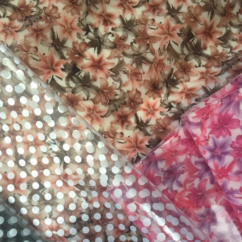 fashion flower design clear vinyl fabric for making hairbows