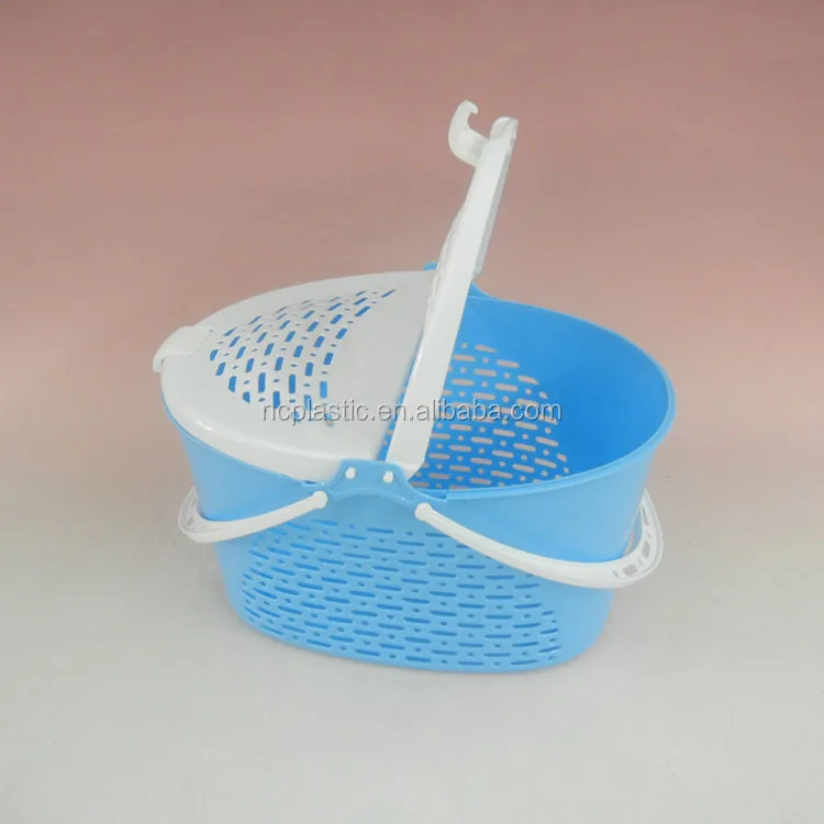 multi use handle plastic picnic basket with lid