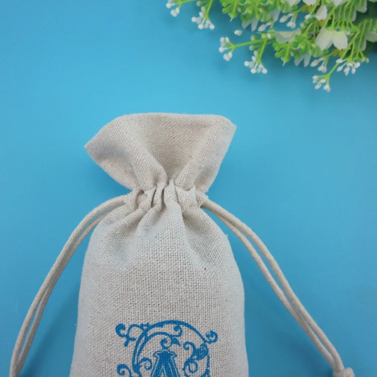 Custom Gift Cosmetic Hair Extension Packing Drawstring Jute Bag Cosmetic Bags