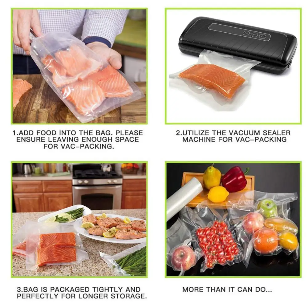200PCS 6*10In Combo Food Vac Bags Vacuum Seal Bags Commercial Grade BPA Free Boil Microwave & Freezer Safe