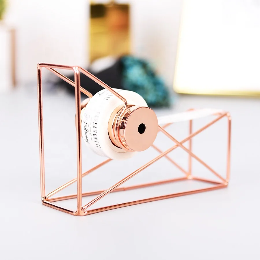 
Novelty Hand Welded Plating Process Rose Gold Iron Office Desktop Automatic Tape Dispenser 