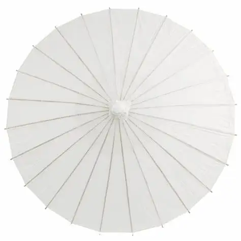 PoeticExist Wholesale Custom Chinese Traditional Handcrafted Out Door Long Straight White Paper Parasol Sun Umbrella for Wedding