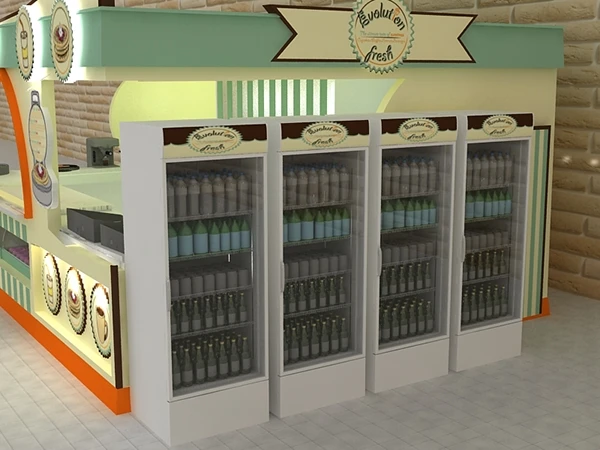 Customize elegant cafe shop counter food and drink kiosk  for shopping mall