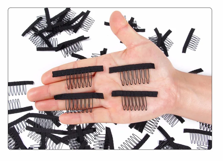 AliLeader 7 Teeth Black Color Wig Comb Clips Metal Hair Combs For Making Wigs