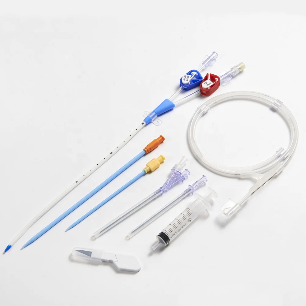 Disposable double lumen permanent dialysis catheter kit