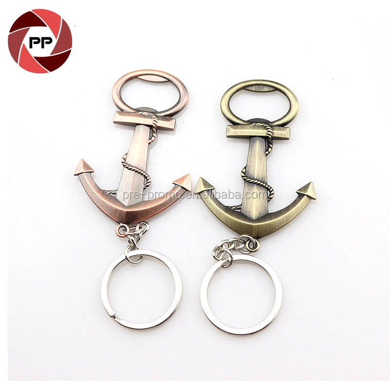 Custom wholesale metal anchor bottle opener keychain