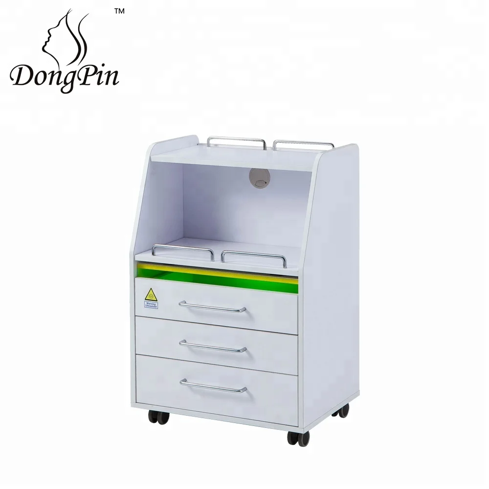 lockable UV disinfection cart beauty salon trolley equipment
