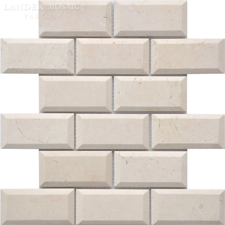 crema marfil carrara lava stone brick backsplash marble mosaic tiles for home decoration