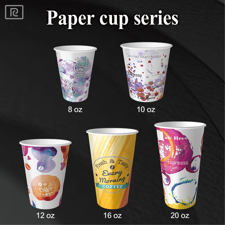 K-KA-P 8-22oz Single Wall Craft Paper Cup Disposable with PE Coat Custom Logo Printed Handle for Hot/Cold Coffee