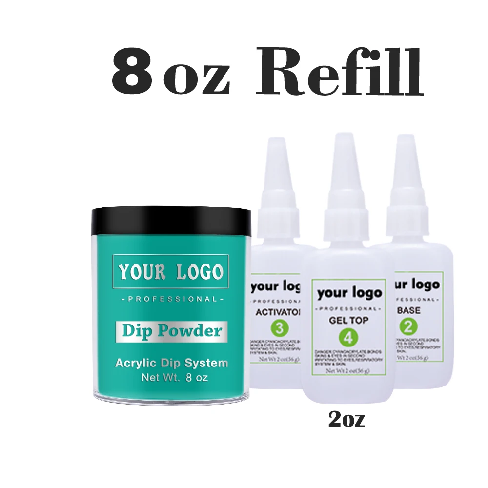8 OZ Dipping Powder Refill and 2oz Nail Glue Liquid Acrylic for Nail Dipping System